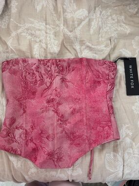 White Fox Boutique Pink Floral Corset Top
